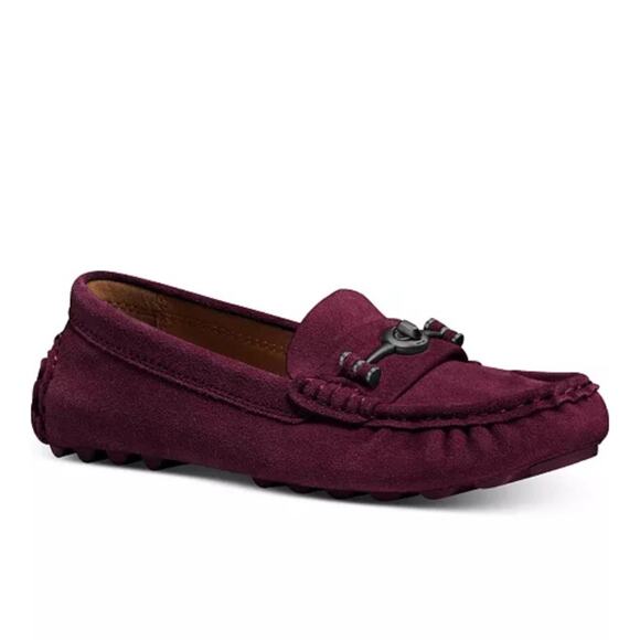 Coach Crosby Driver Burgundy Suede Loafers size 7 - Picture 1 of 10